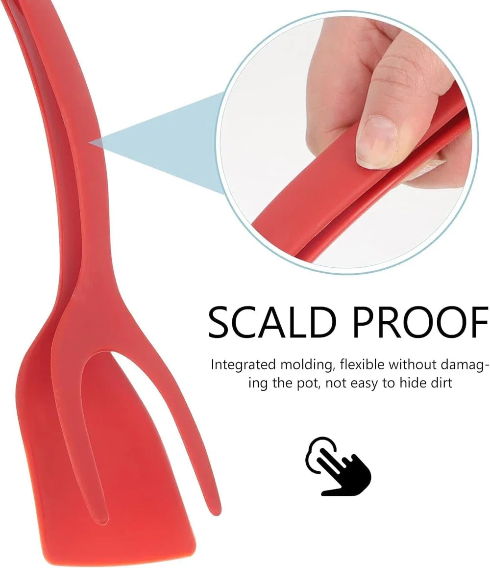 New 2 in 1 Grip Flip Spatula Tongs Egg Flipper Spatula Nylon Non Stick Coating Pancake Fish French Toast Omelet Making Tool